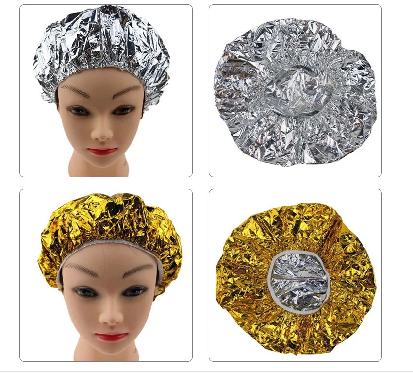 Shower Cap Heat Insulation Aluminum Foil Insulation Hat Elastic Bathing Cap For