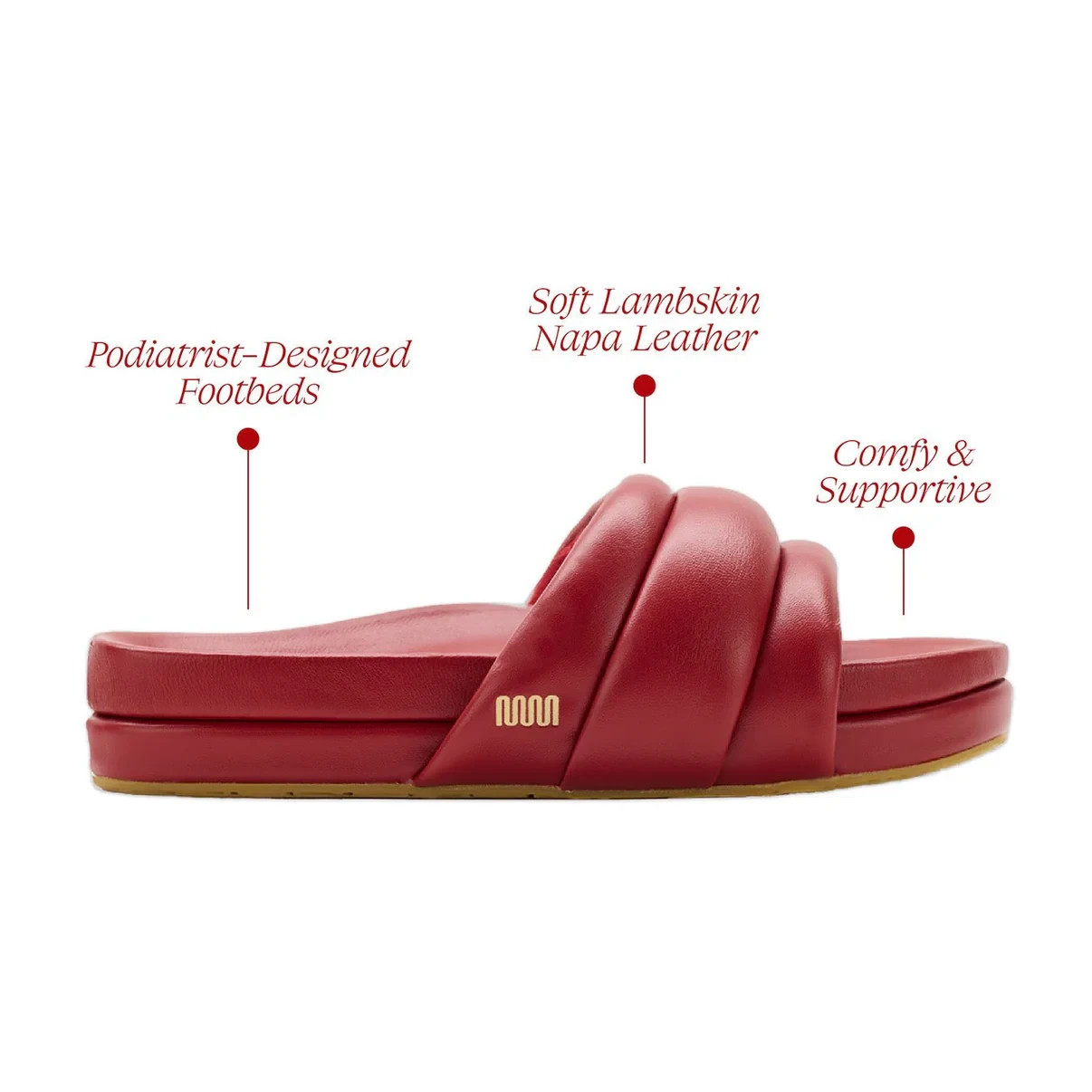 Commbi – The Softie Slide – Cherry Red Leather – Women’s Size 9