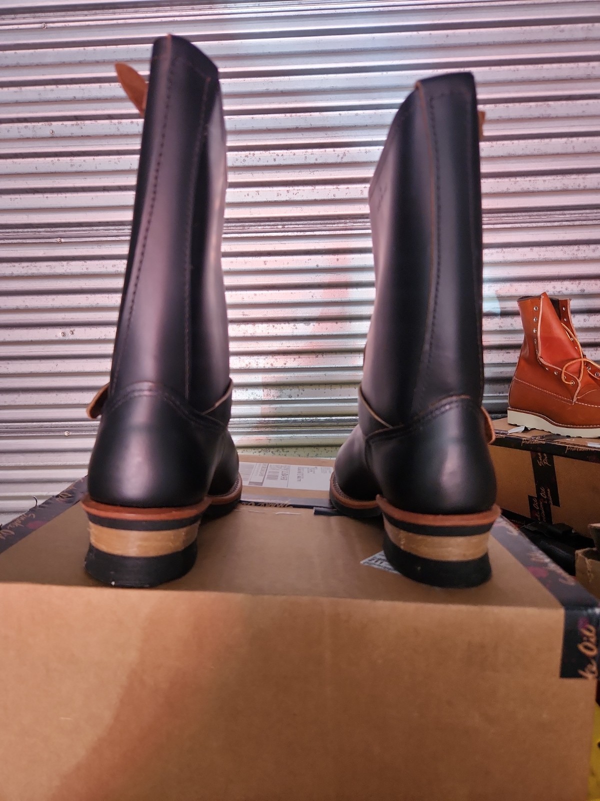Red Wing 9268 Engineer Boots Klondike Leather, Black, Steel Toe, Size 8.5 D