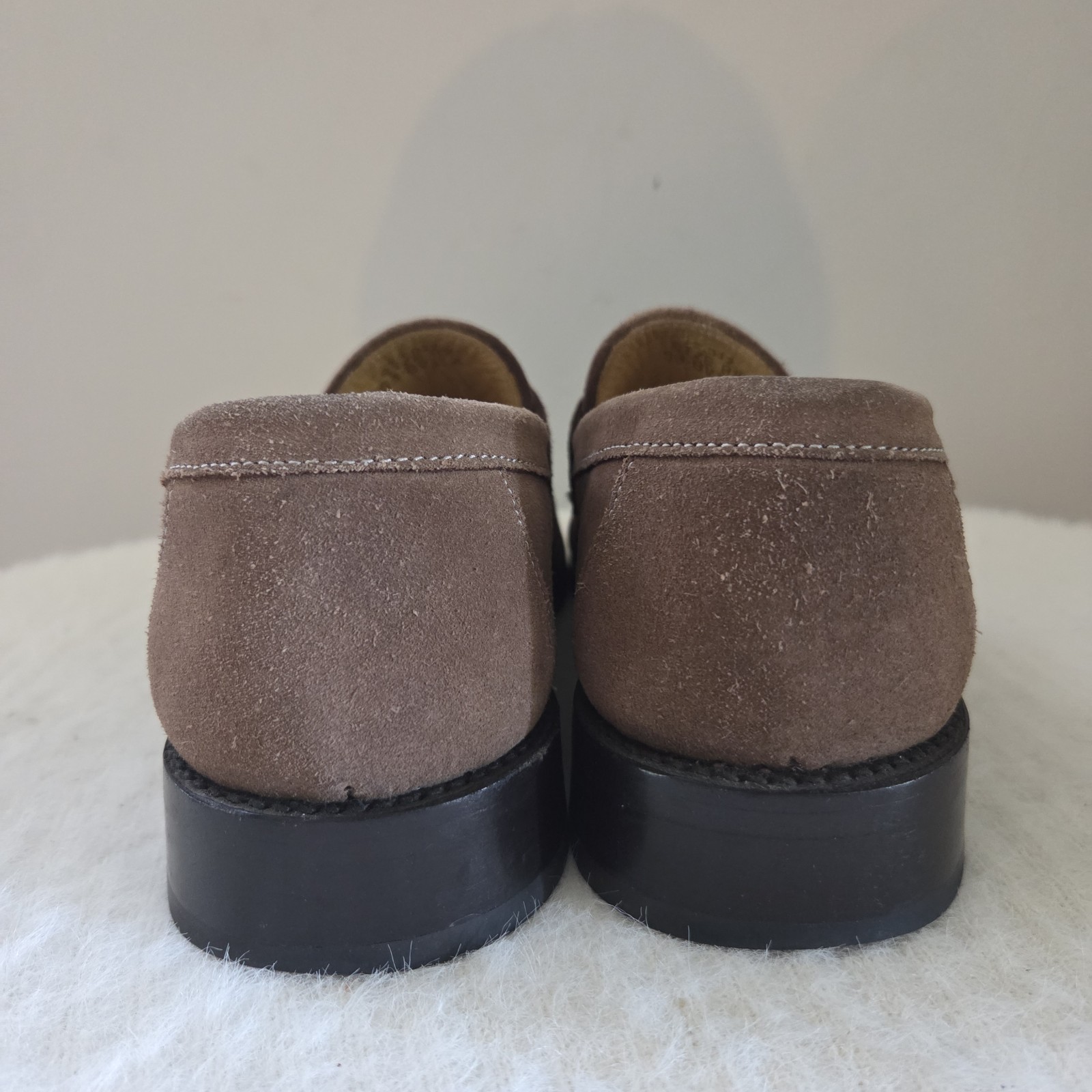 Samuel Windsor Suede Penny Loafers Light Brown Handmade Goodyear Welt Men US 9.5