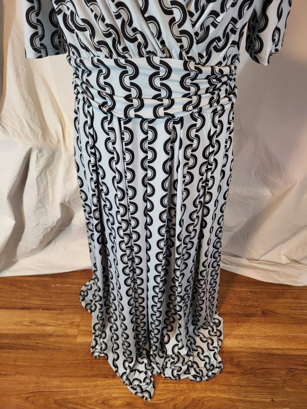 Jolie Moi Size 16 Geometric Blue S/S Dress