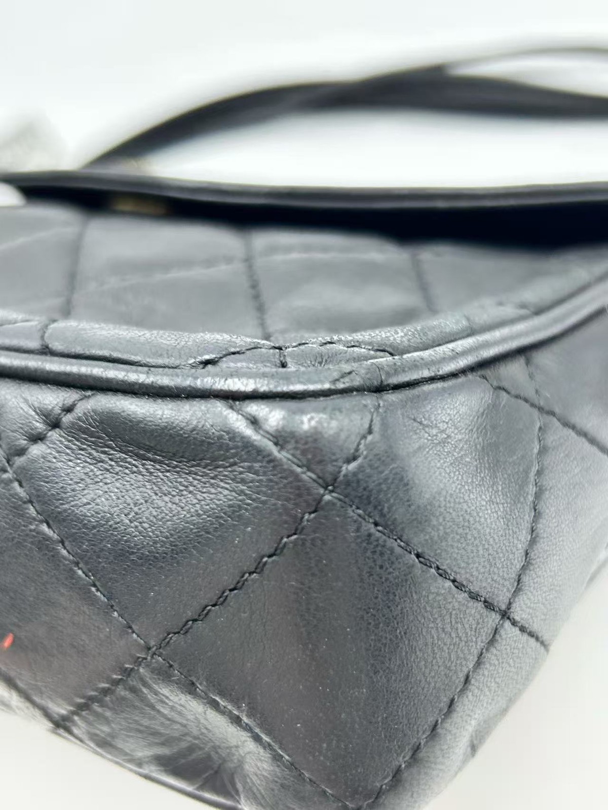 Chanel Crossbody Flap Bag Quilted Black Lambskin Leather France