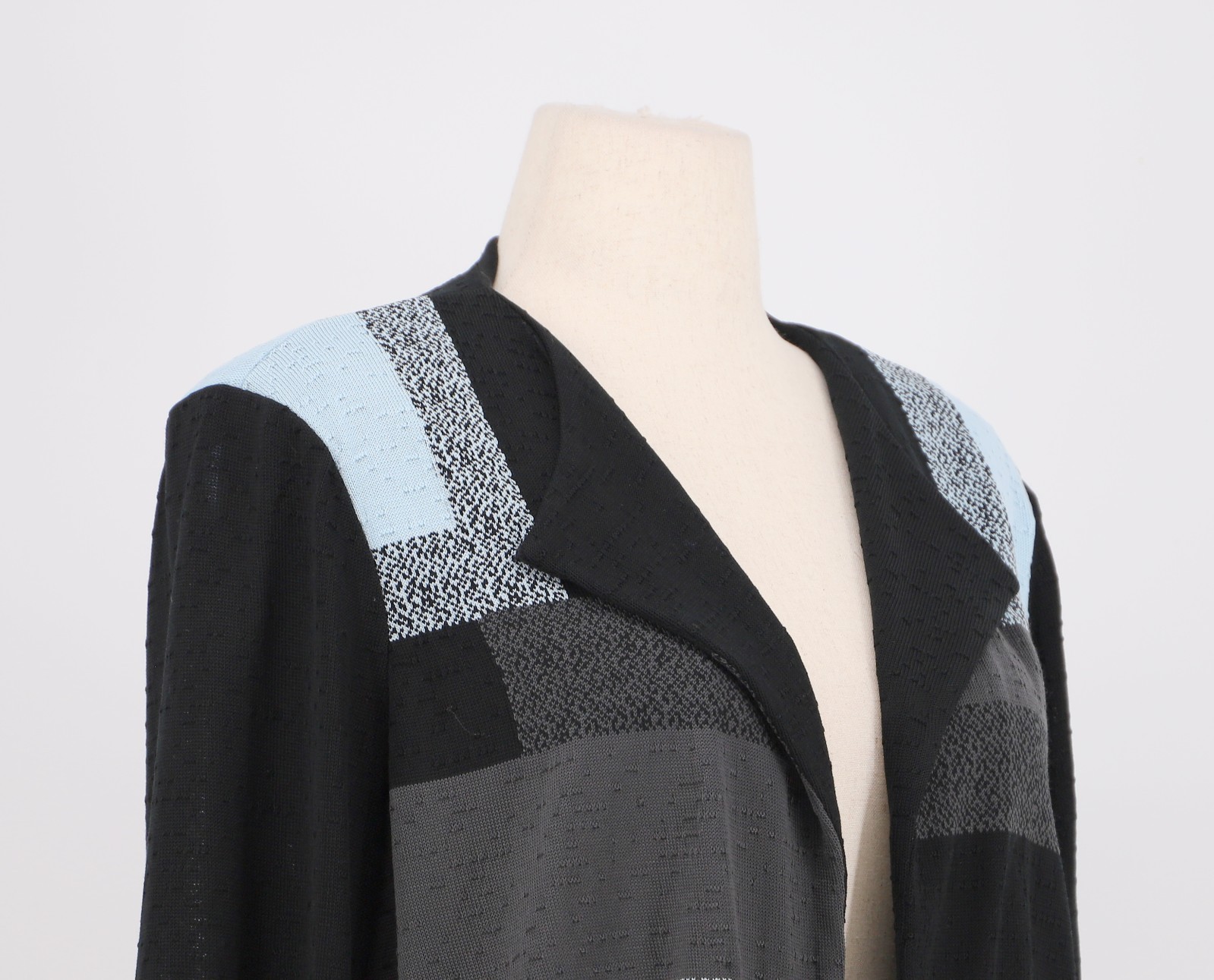 MING WANG Geometric Open Front Knit Cardigan Jacket Size L