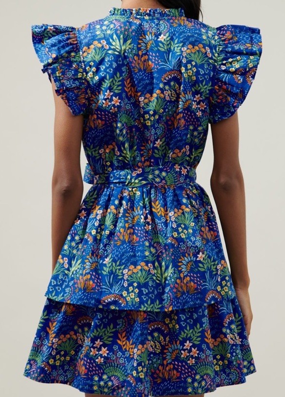 NEW SUGARLIPS ruya floral marisol mini dress in cobalt combo XL