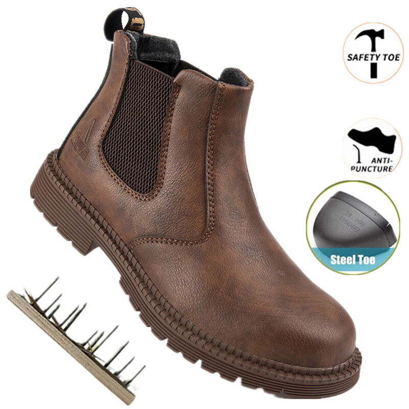 Work Boots Indestructible Shoes Mens Slip On Shoes Safety Shoes Steel Toe Shoes