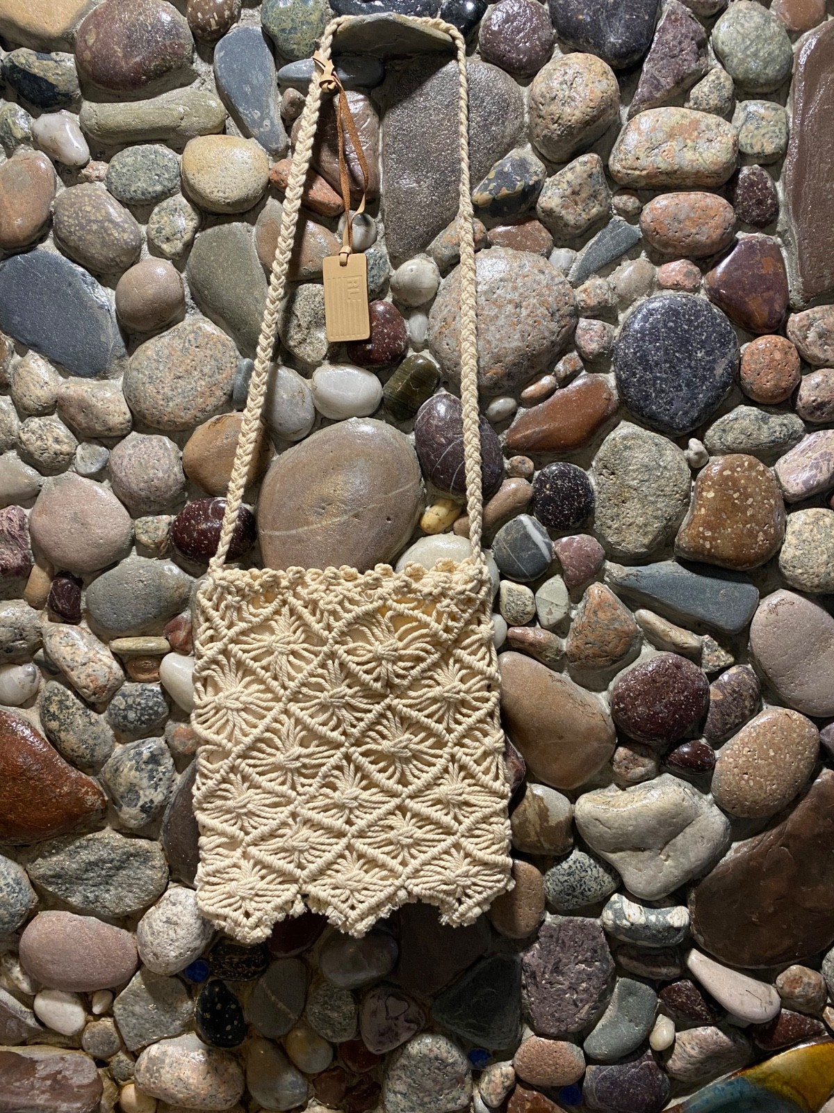 New without tags, Summer macrame purse fully lined ivory with hand strap