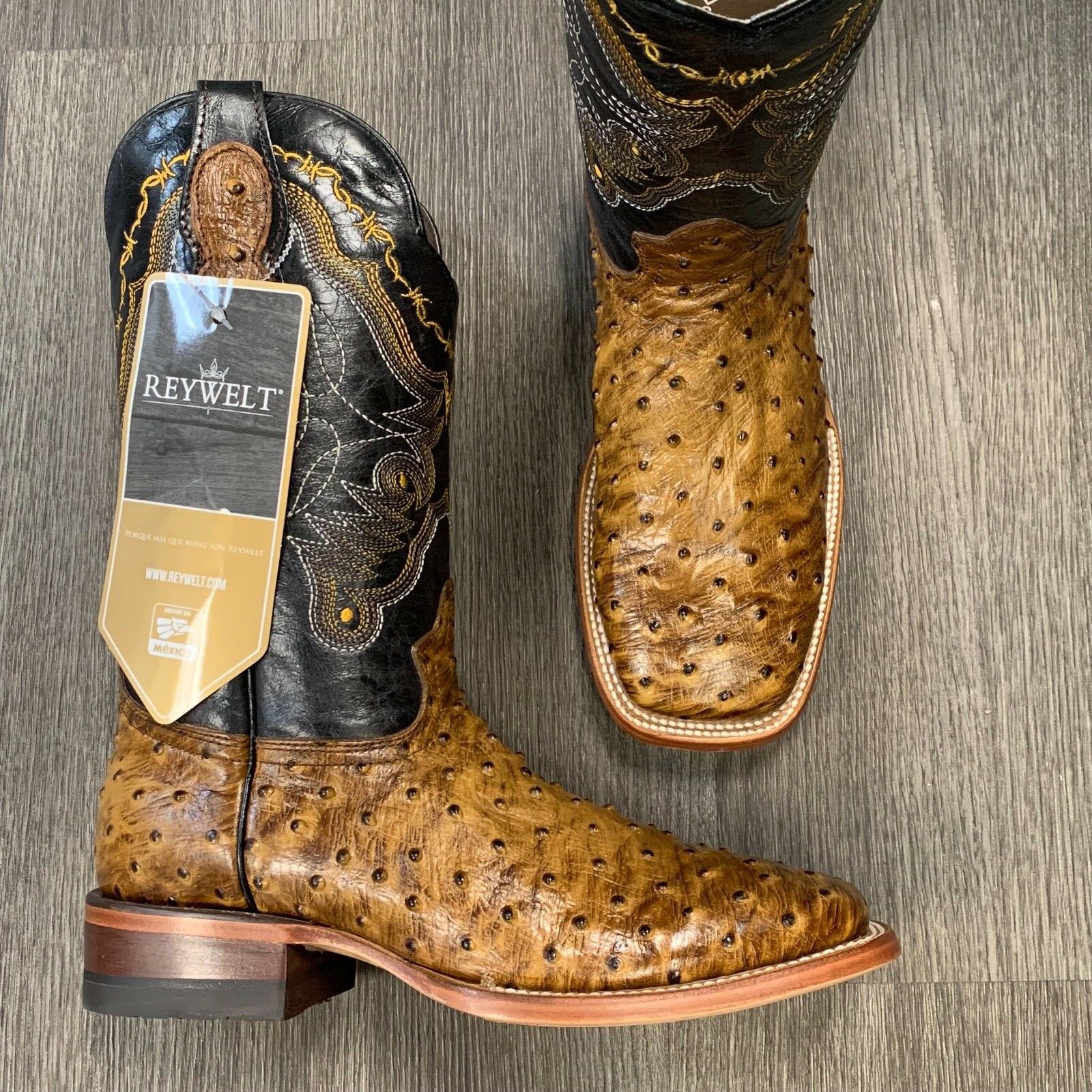 MEN’S BROWN OSTRICH QUILL LEATHER WESTERN RODEO EXOTIC COWBOY SQUARE TOE BOTAS