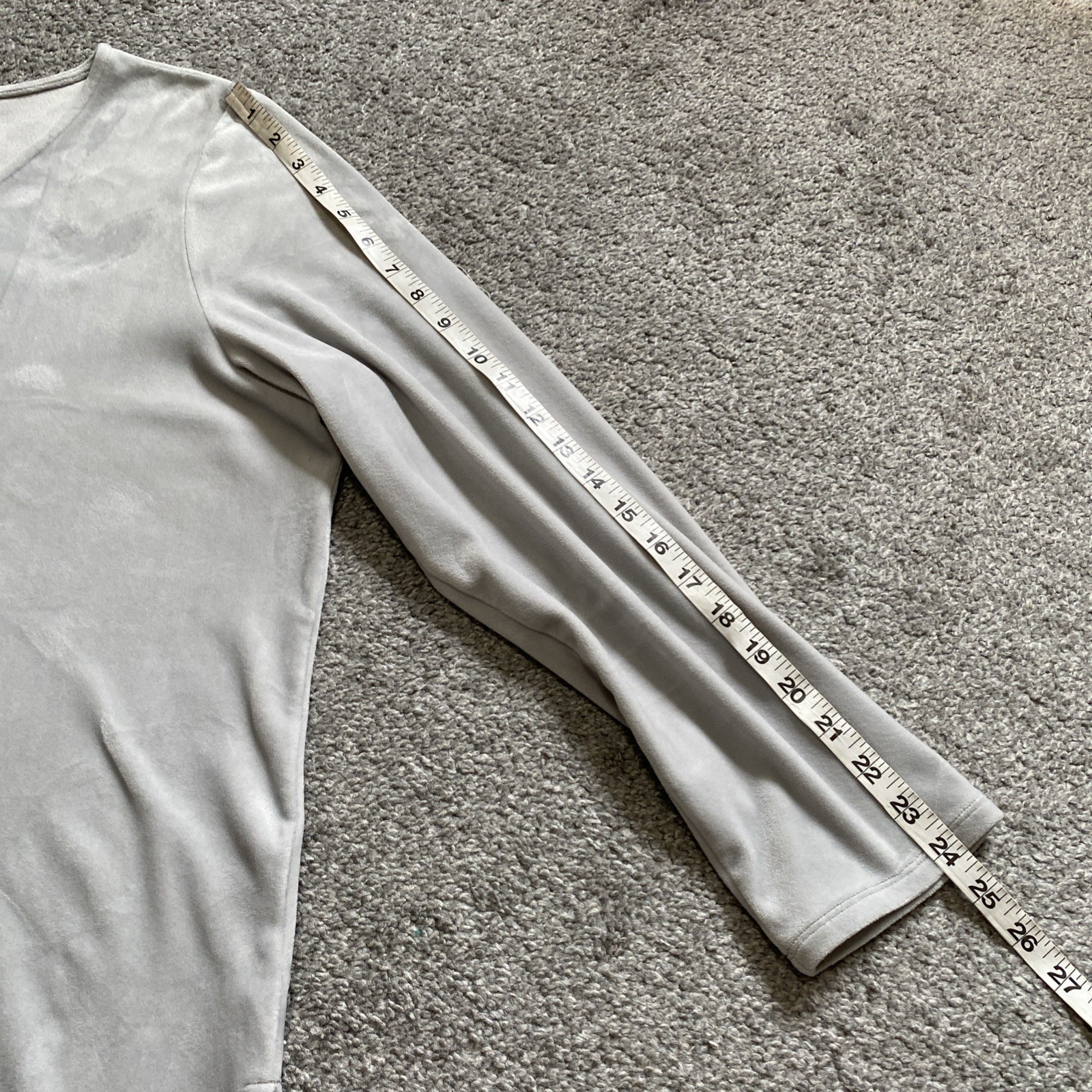 Pure J Jill Womens XL Velour Tunic Top Long Sleeve Velvet Silver Gray Vneck Cozy