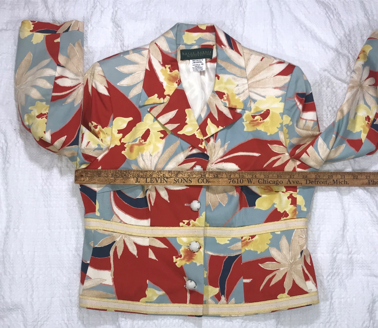 Harve Benard Womens Sz 10 Bight Spring Floral Print Cotton Stretch Blazer