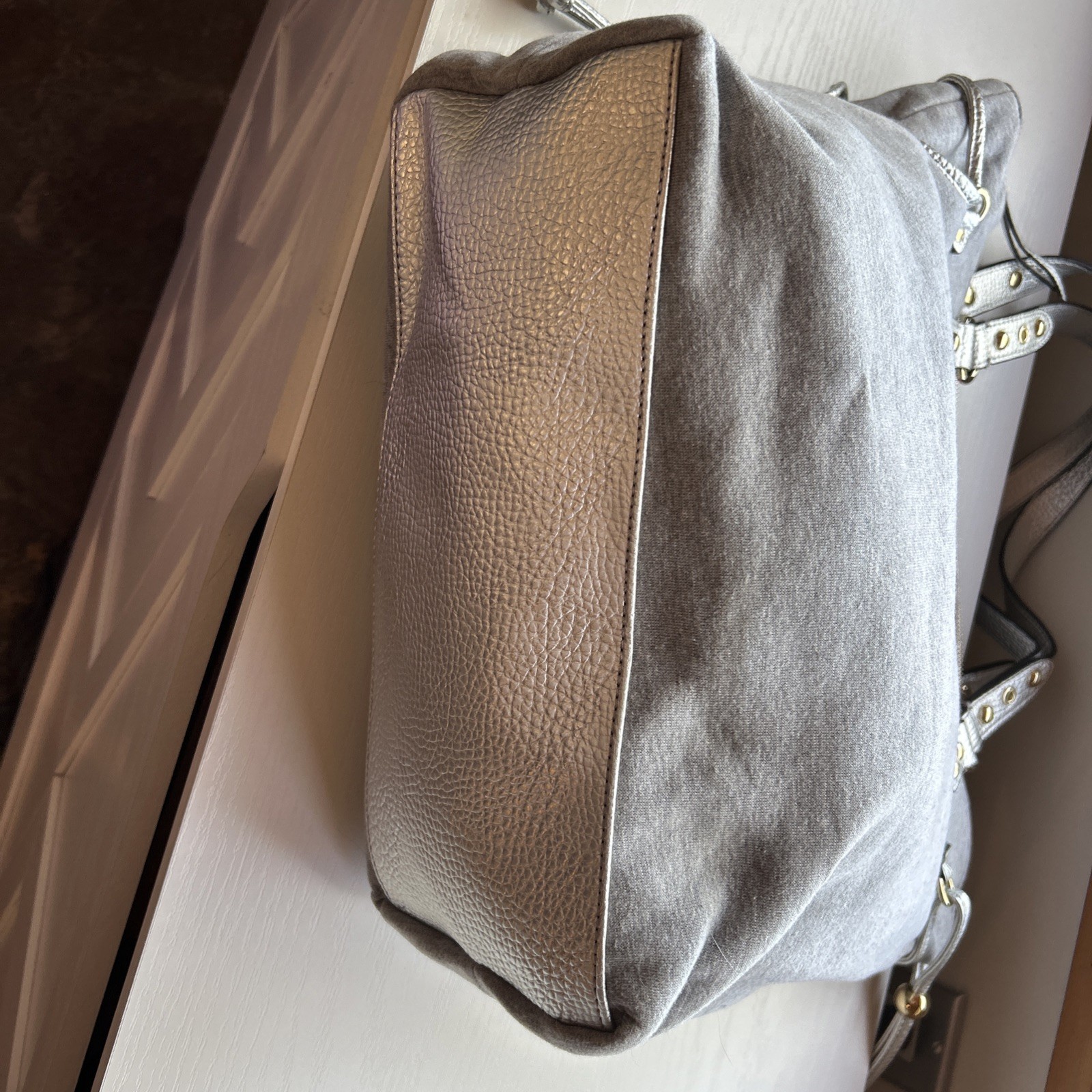 Vintage Juicy Couture Gray Silver Iridescent Sequin Logo Jersey Zip Tote NWOT