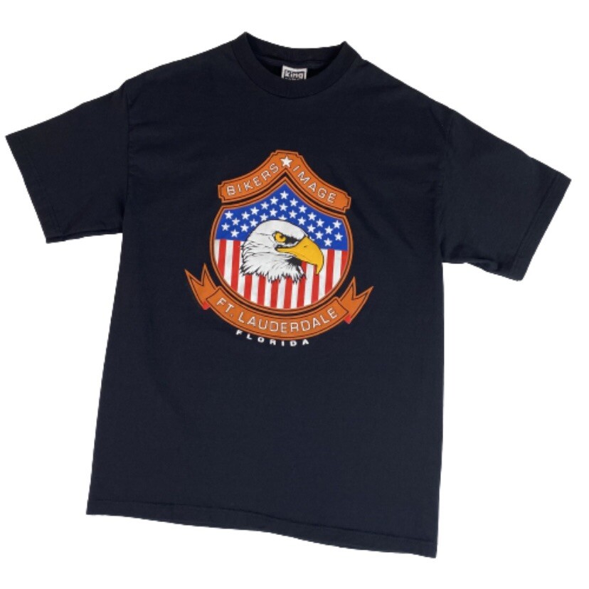 Vintage Men’s L 90’s Biker Image Eagle T Shirt Black USA Made King Cotton Clean