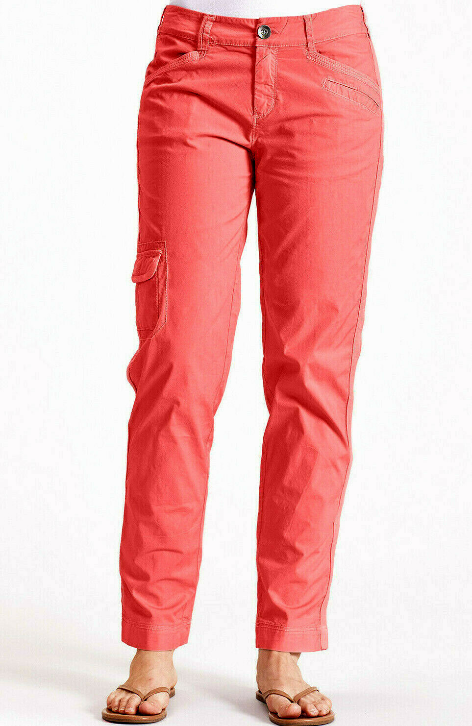 Fresh Produce S NWT Safari Broadcloth Ankle Pants Vibrant Poppy Stretch Cargo