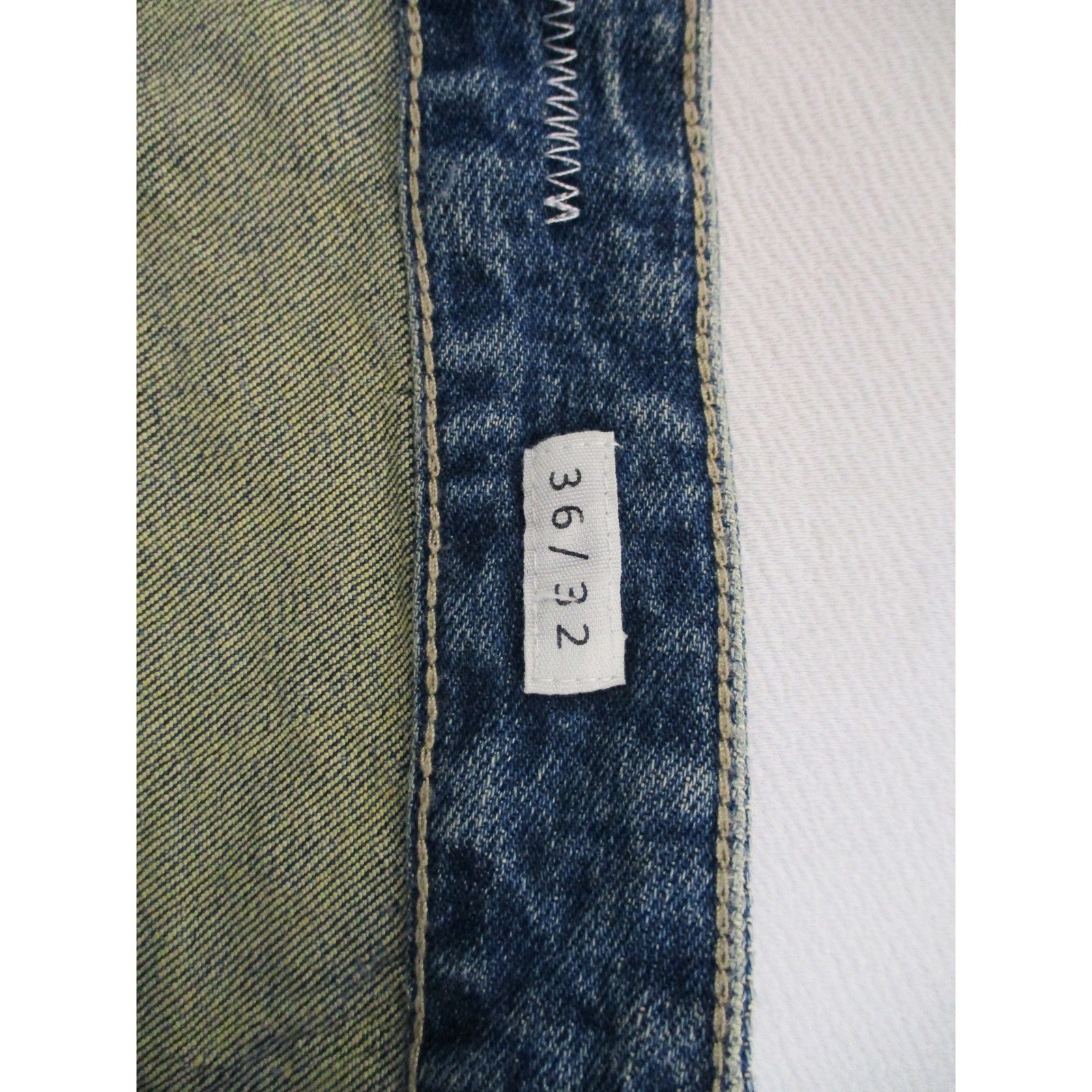 First Row Jeans Men 36 Blue Straight Fit Y2K Distressed Patchwork Splatter