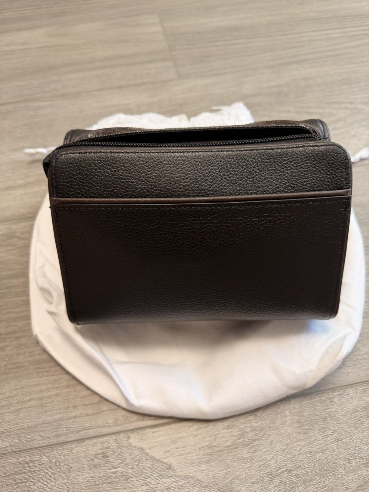 Brighton Nepal Organizer Black Brown Leather Purse Wallet Bag w/ Dust Bag