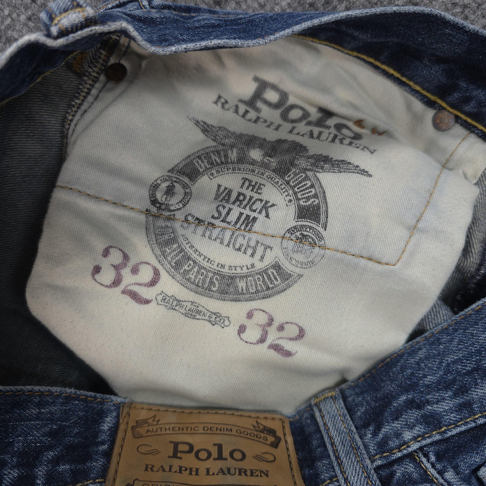 Polo Ralph Lauren Jeans Mens 34×32 Blue Varick Slim Straight Denim Casual Prep
