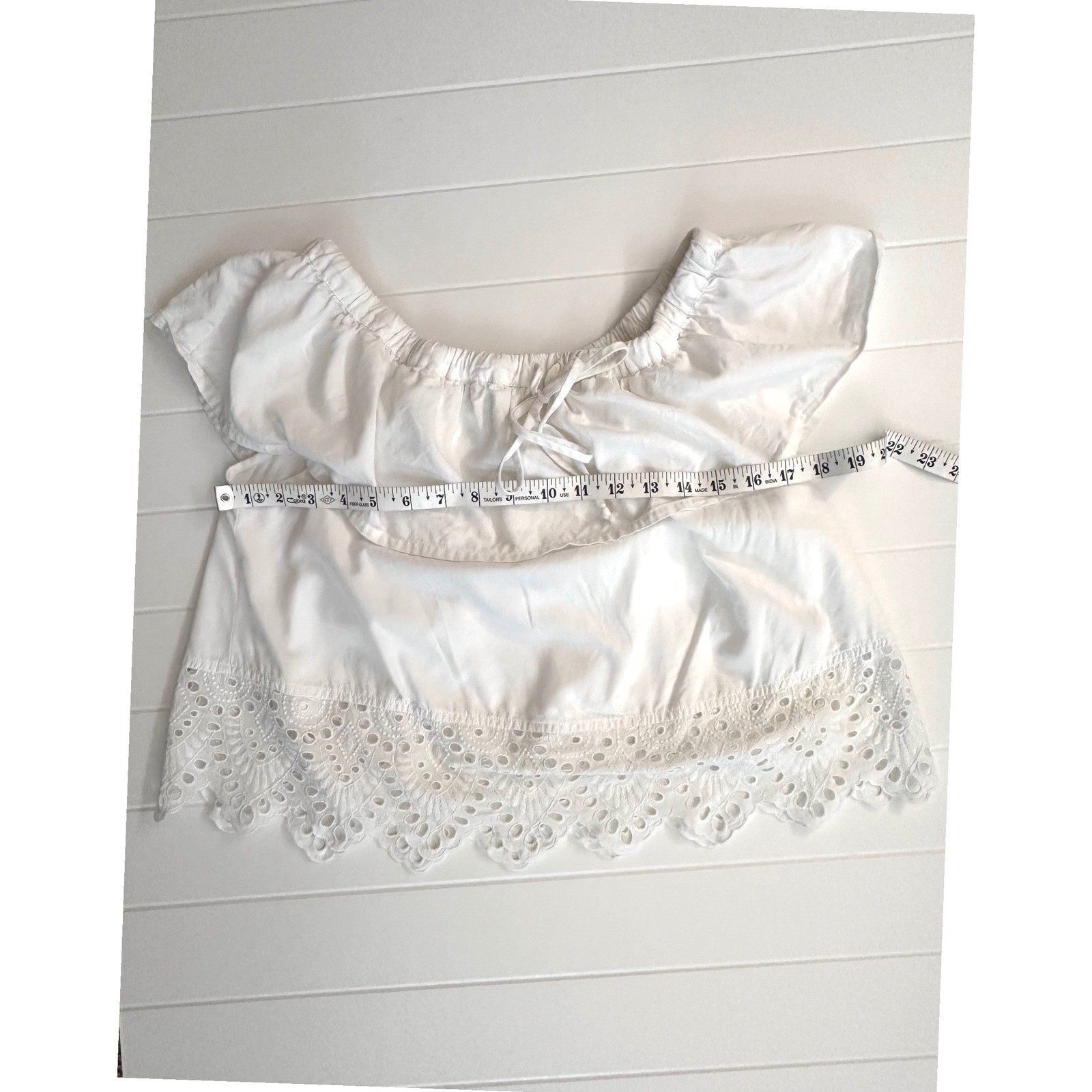 Made well Eyelet Lace Ruffle Crop Top Scalloped Boho grandmillineal French girl