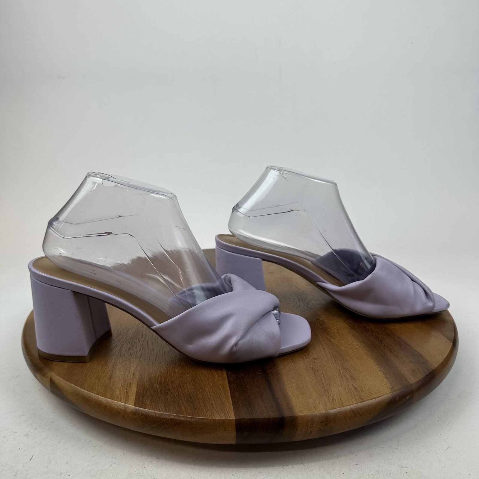 Womens Nordstrom Rack Loredo Lilac Faux Leather Heeled Slide Sandals Size 8.5 M
