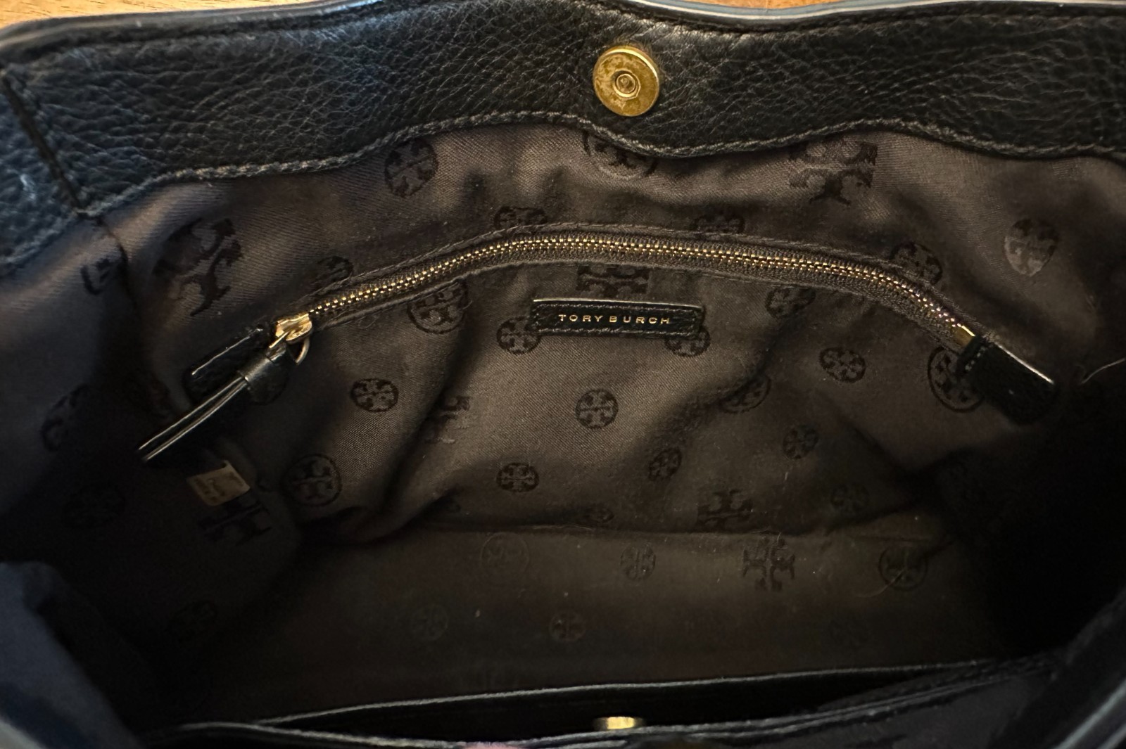 Tory Burch Frances Black Pebbled Leather Satchel/Handbag/Tote/Crossbody Purse