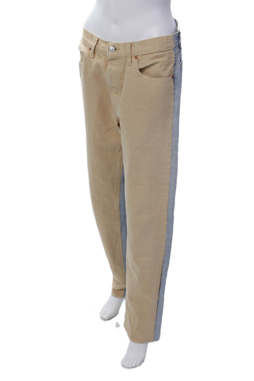 Levis Womens Cotton Straight Leg Zip Fly Colorblock Denim Jeans Blue Size 36
