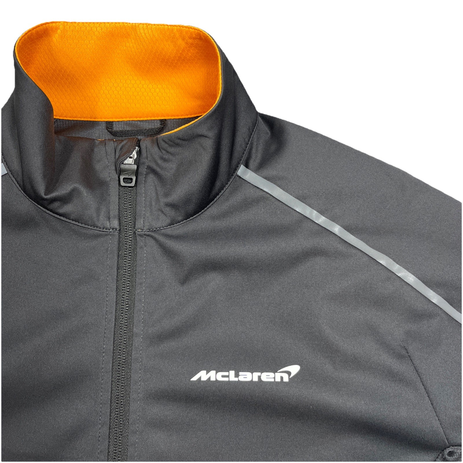 Mclaren Womens Full Zip Charcoal Orange Softshell Racer Drive Jacket US Medium