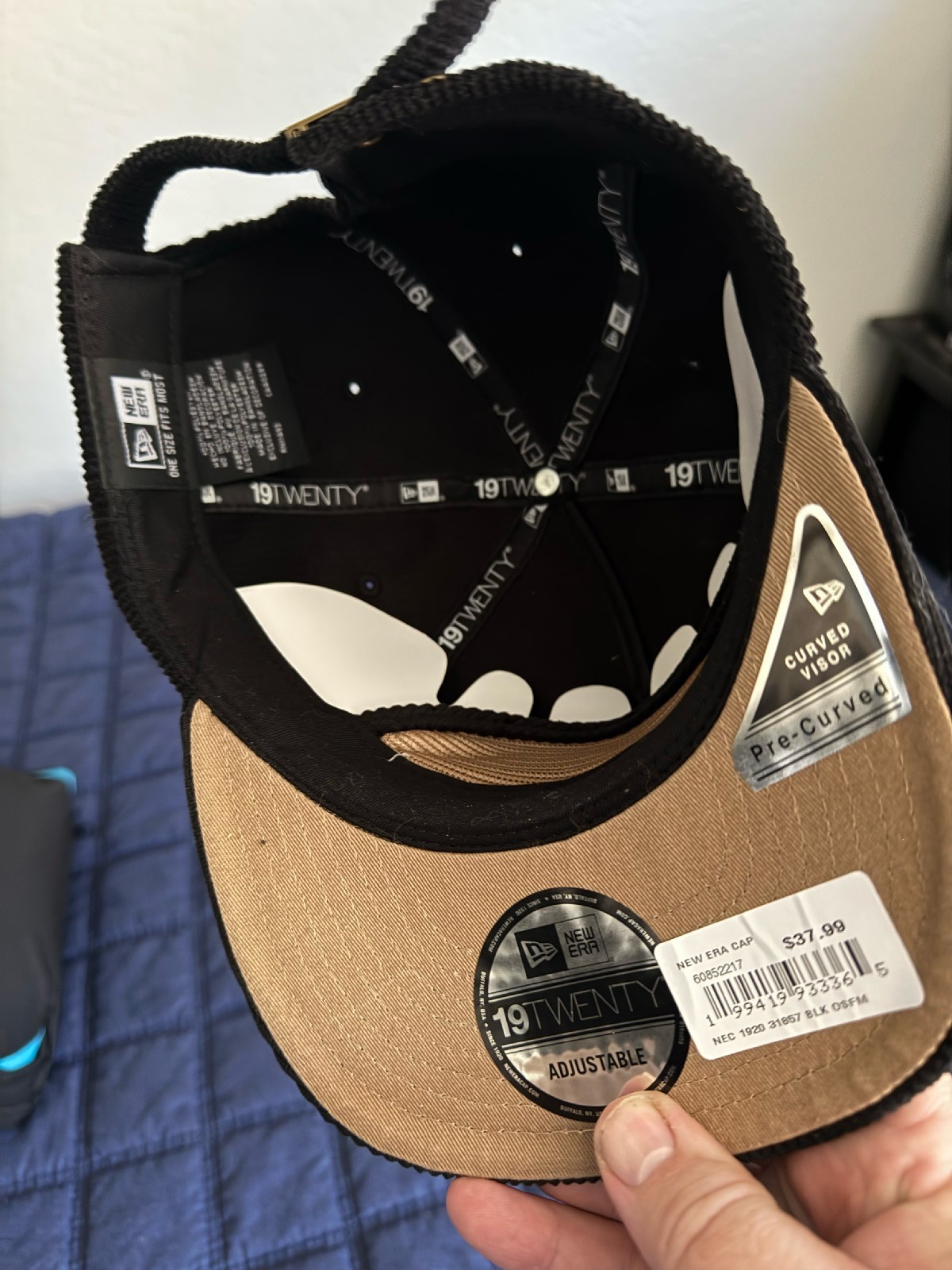 New Era Cap Corduroy Black 19TWENTY Adjustable – Men’s Blank – No Logos
