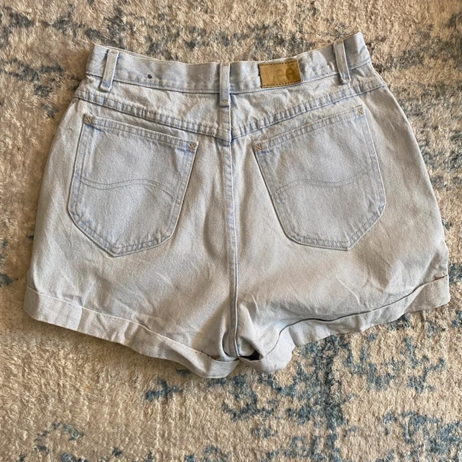 Lee Shorts Womens Size 10 W28 Light Blue and Faded White Washed Denim Vintage