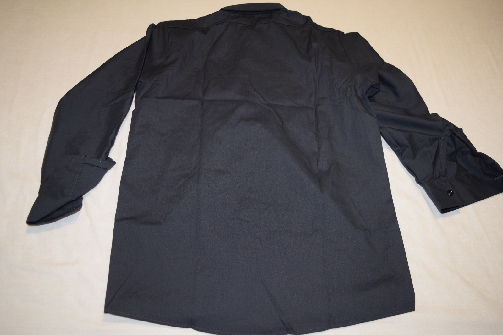 CINTAS COMFORT FLEX UNIFORM MENS LONG SLEEVE CHARCOAL GREY WORK SHIRT, MEDIUM