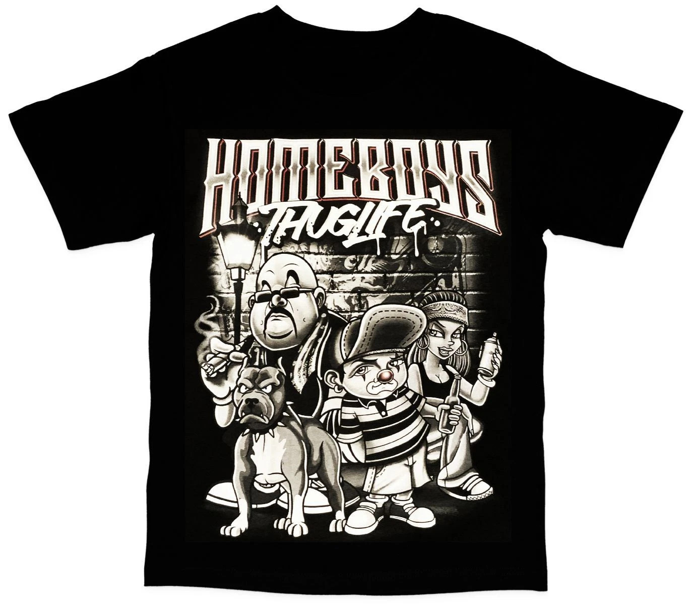 Homeboys Thug Life cartoon print Mens T-Shirt