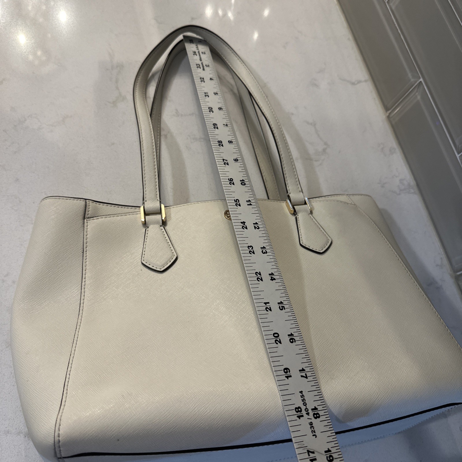 Tory Burch Tote Bag Shoulder Bag Robinson Medium Leather Ivory, Protective Bag.