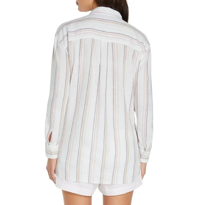 Gap Women’s Linen Button Down Top Size L Multi Stripe
