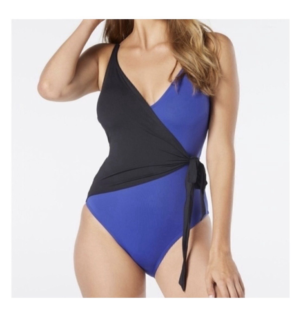 Coco Contours Bra Sized Underwire One Piece Blue Swim Swimsuit 12 36 D