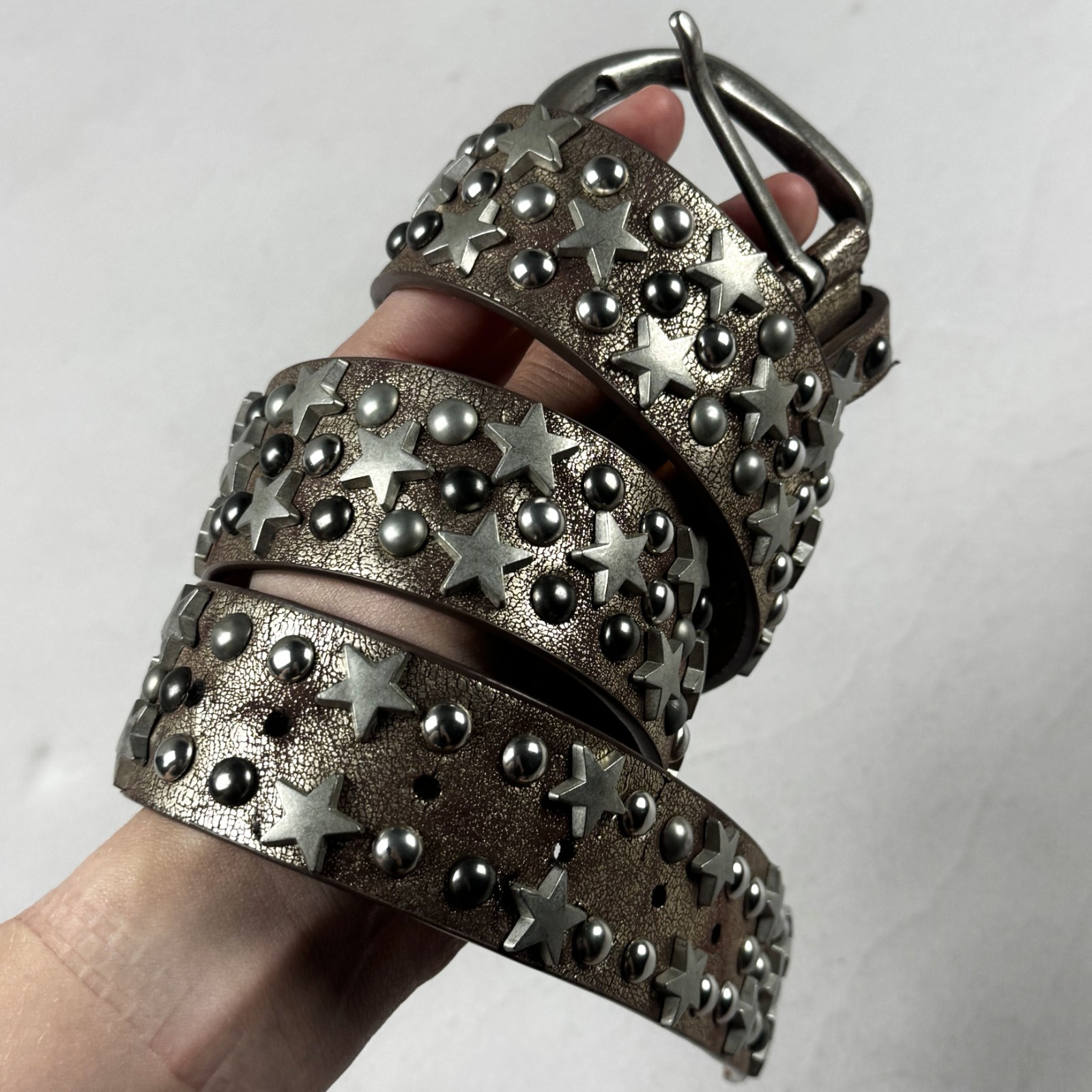 Y2K Genuine Leather Studded Star Belt Punk Rock Y2K Gothic Biker Unisex Vintage