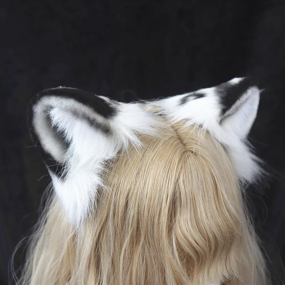 Halloween Handmade Animal Ear Simulation Snow Leopard Ear Tail Headwear Girl