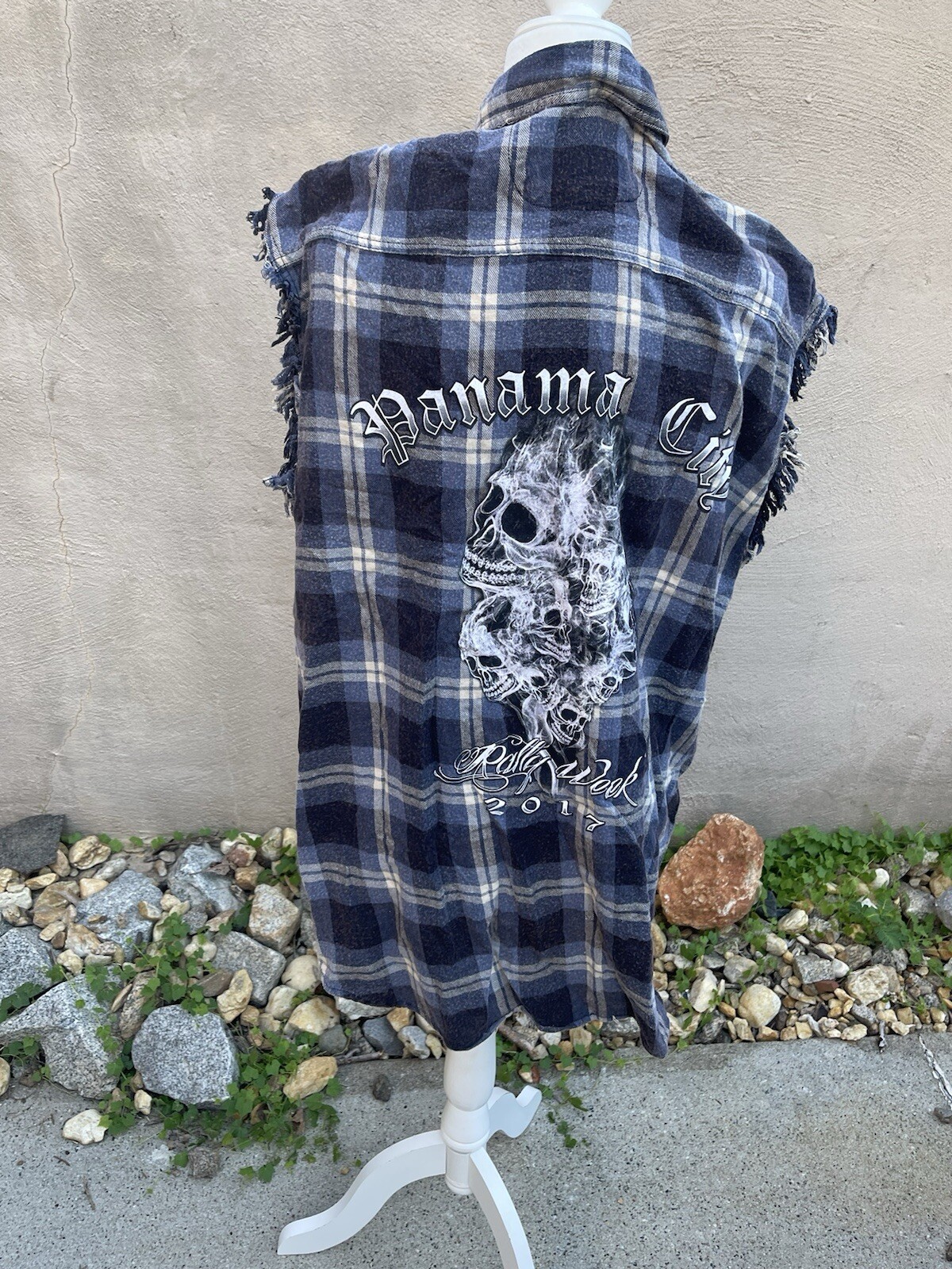 Motorcycle Shirt Skull Panama City Rally Week 2017 Biker Wear USA Flannel 2X