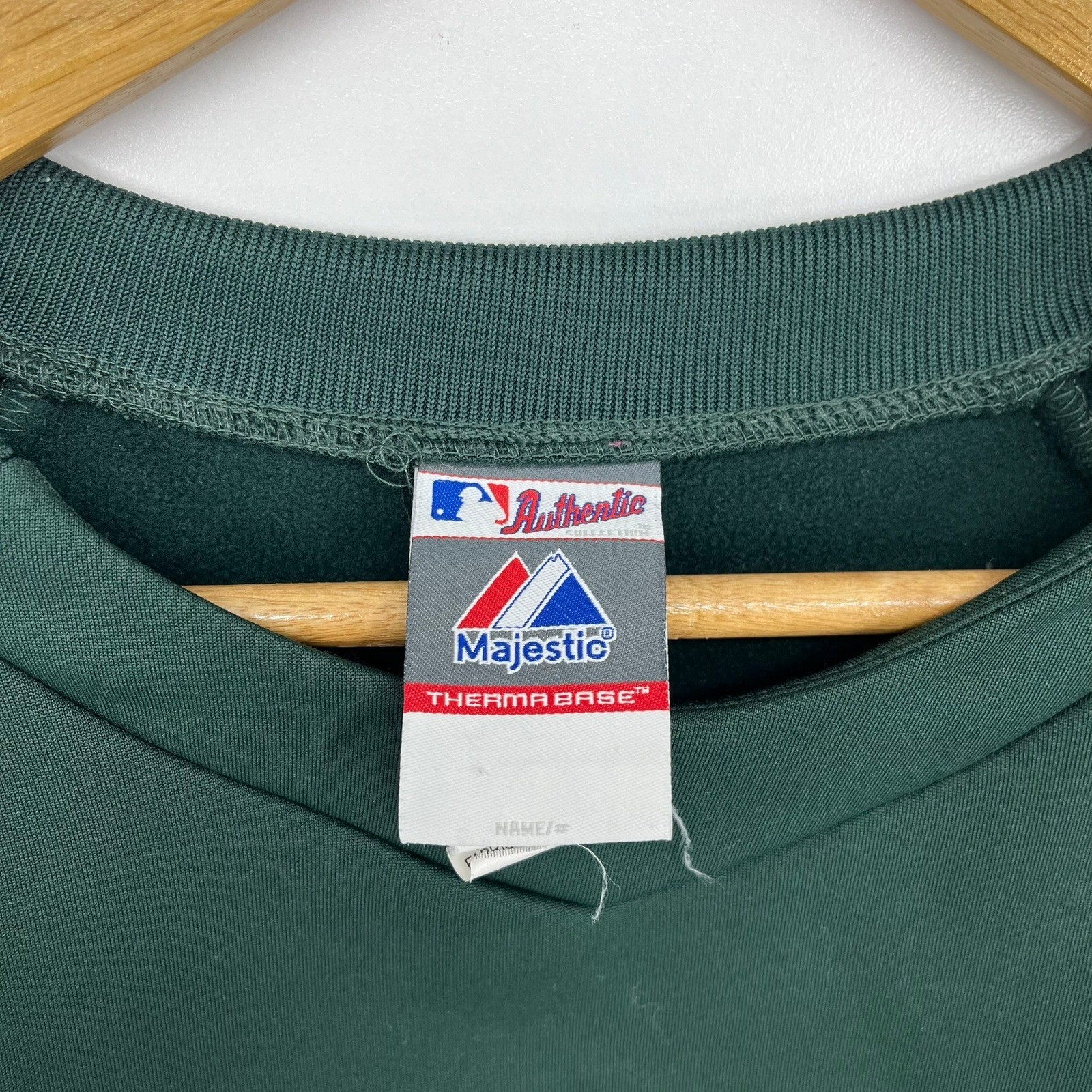 Majestic Oakland Athletics Therma Base Pullover Green Mens XL MLB Baseball Logo
