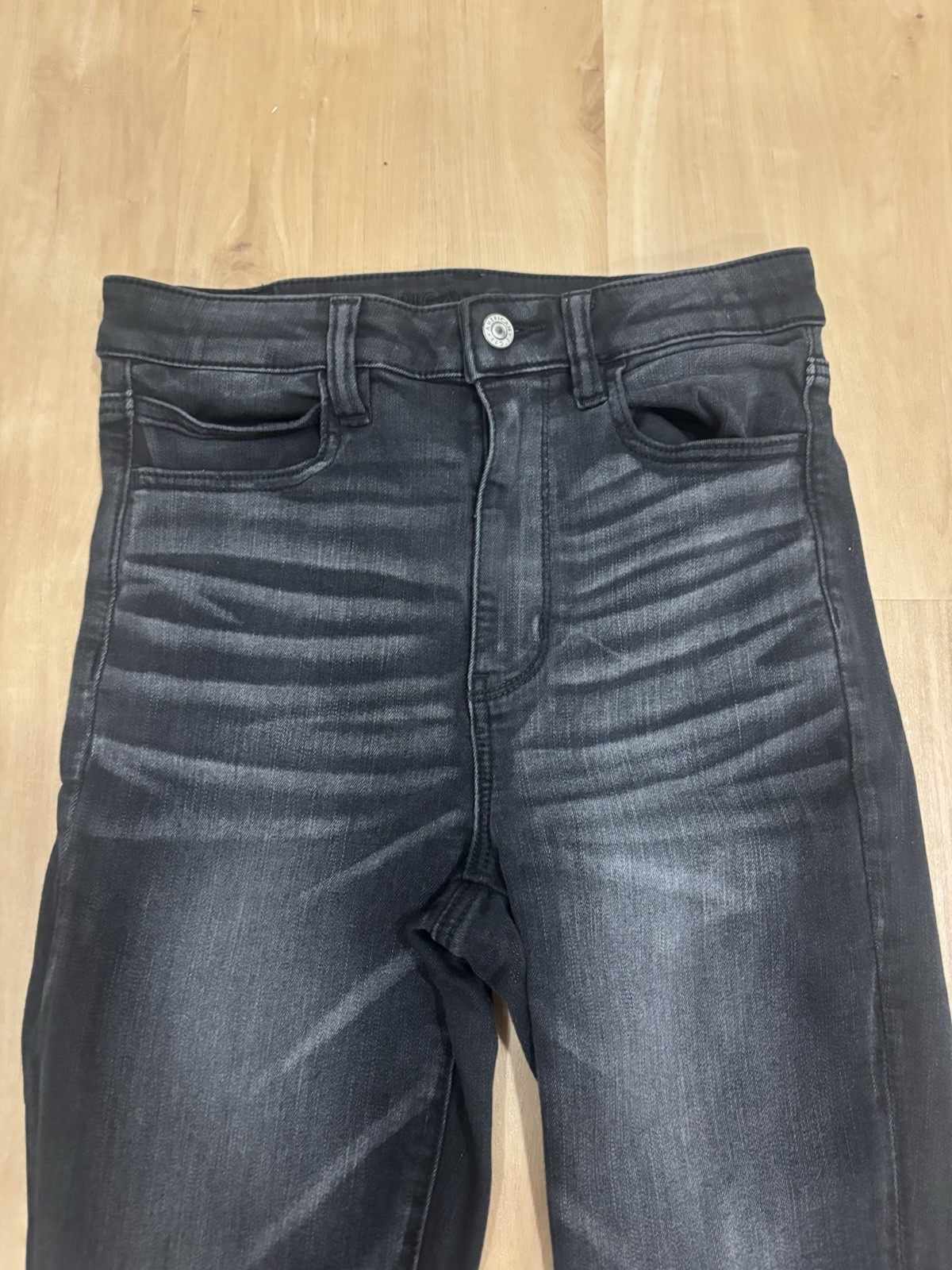 American Eagle Black Distressed Next Level Stretch Highest Rise Jegging Jean Sz6
