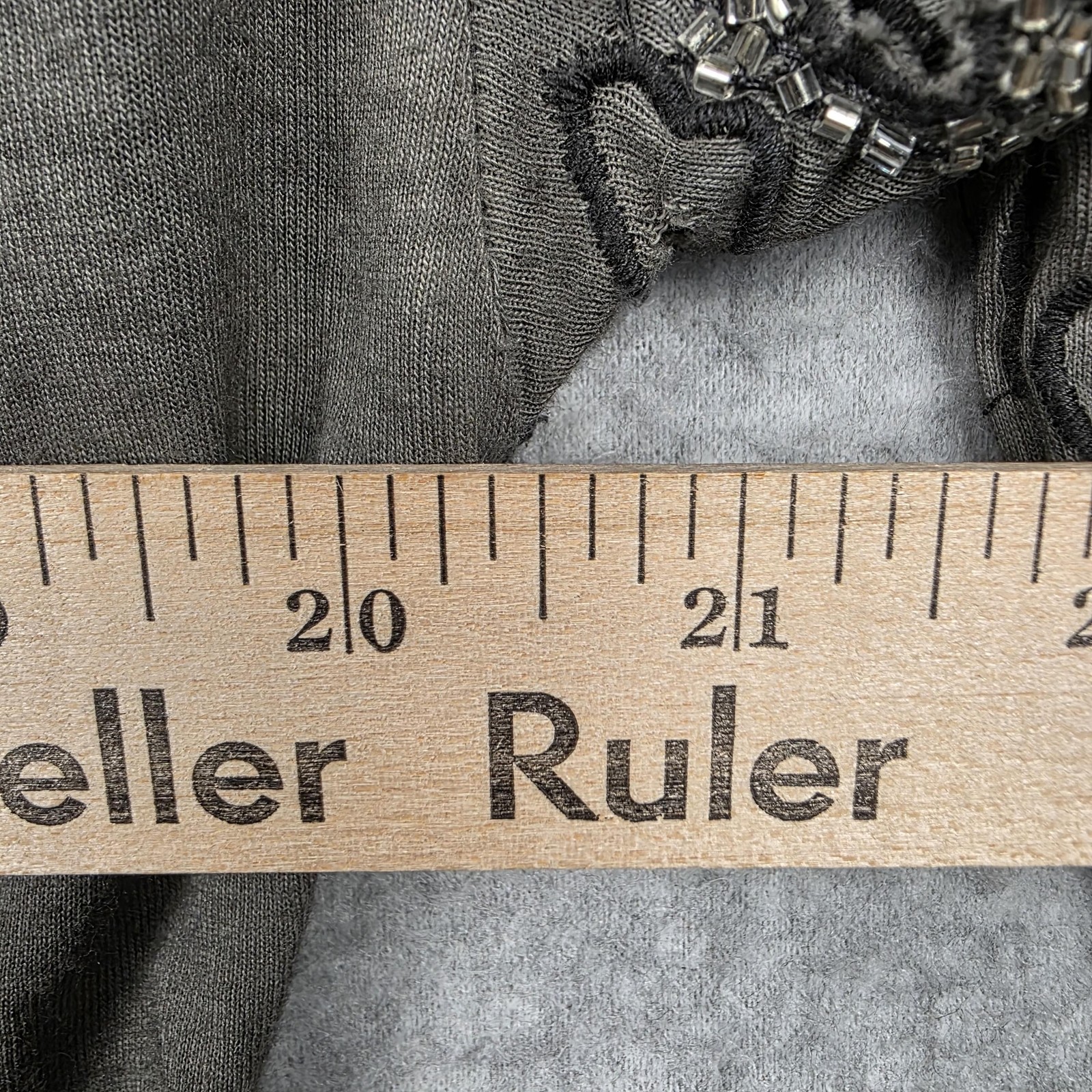Forever 21 Shirt Womens Large Gray Beaded Cutout Sheer Grunge Whimsigoth