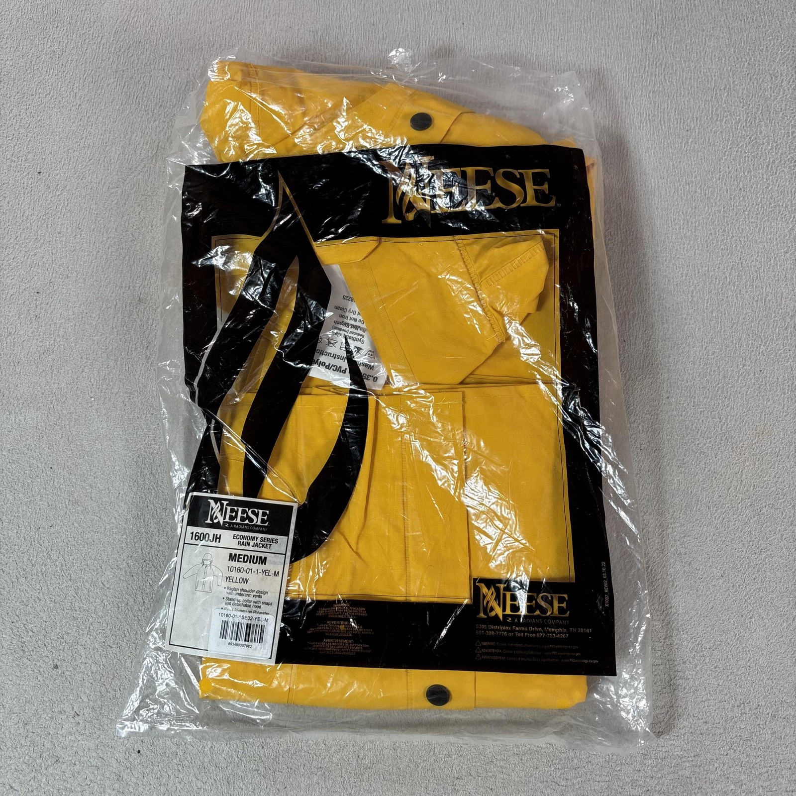 Neese Rain Jacket Mens Medium Yellow Security PVC Polyester 1600JH Coat New