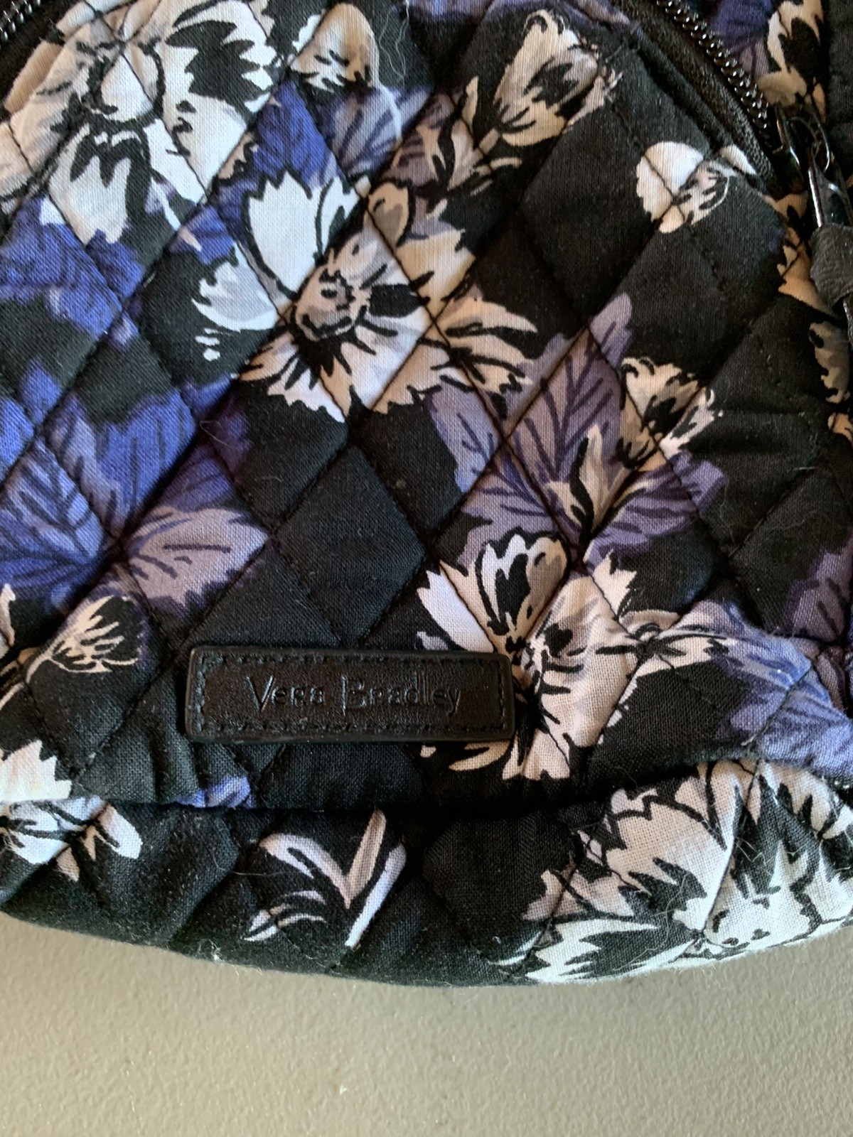 Vera Bradley Frosted Floral Sling Crossbody Bag Black Blue White