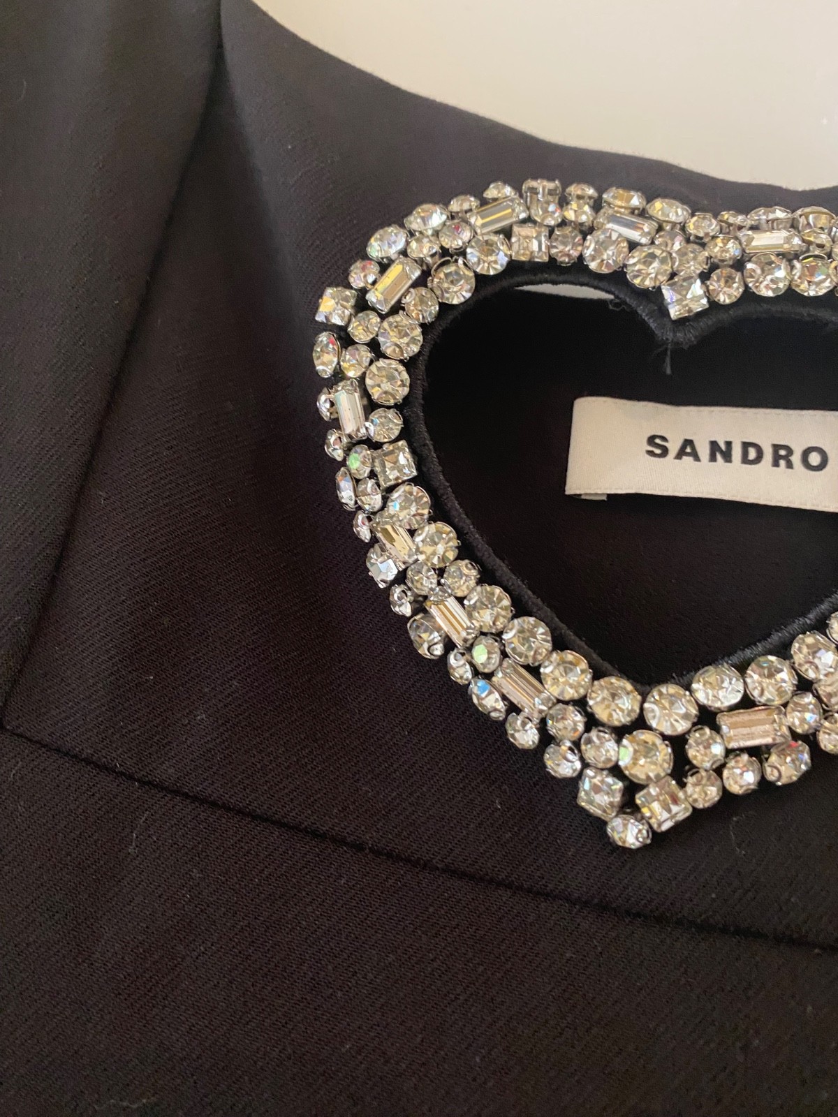 Sandro black evening dress rhinestone size 38 NEW £329