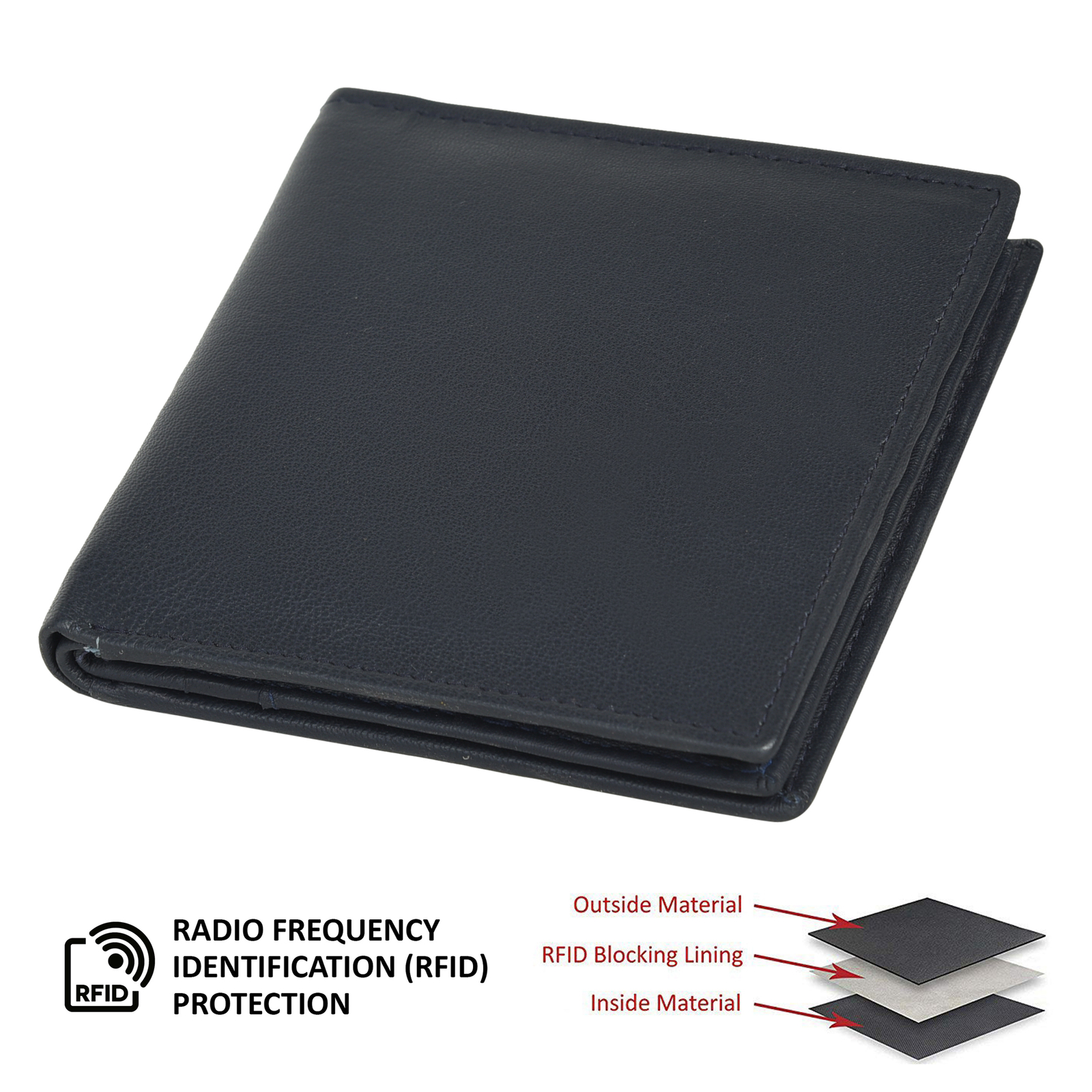 Leatherboss Genuine Leather Men Hipster RFID Protection with Middle Flap Wallet