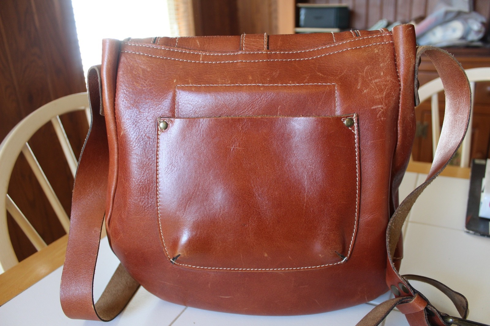 PATRICIA NASH BROWN BARCELONA SADDLE BAG CROSSBODY DISTRESSED ITALIAN LEATHER