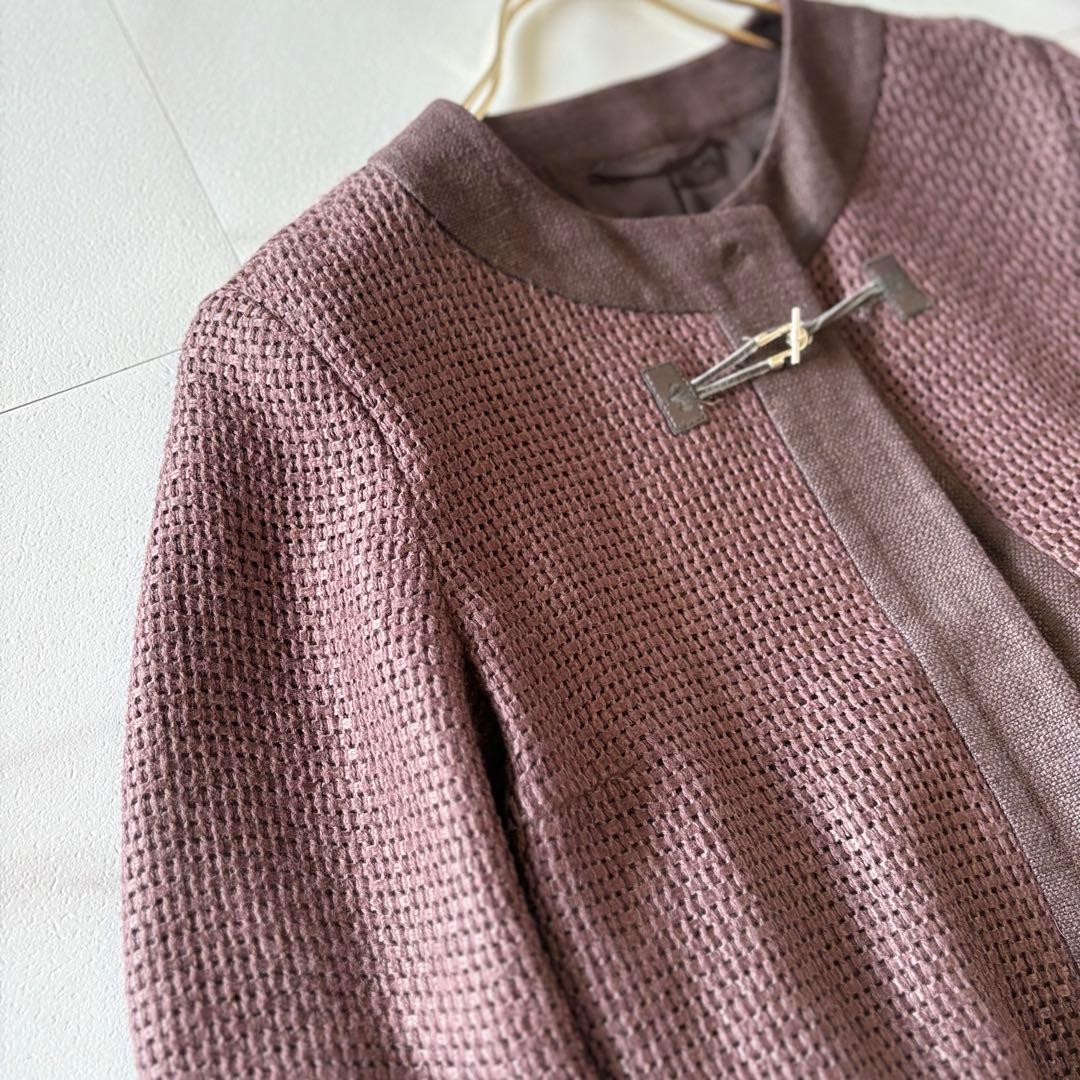 MAX MARA Collarless Jacket, Women’s, Linen, Brown, Size L