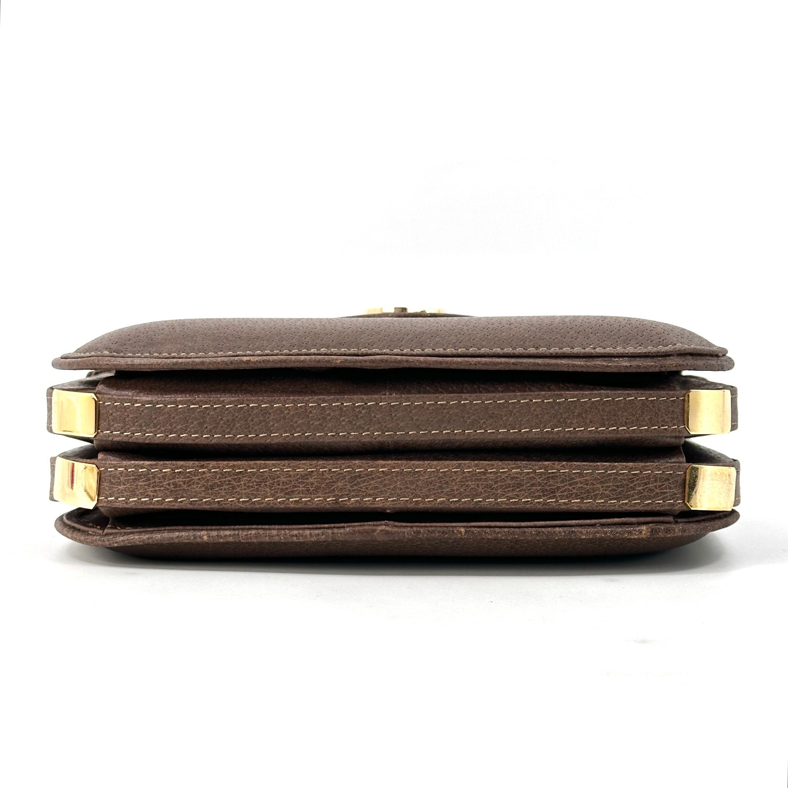 Gucci Vintage Shoulder Bag Leather Brown Authentic 389T0353