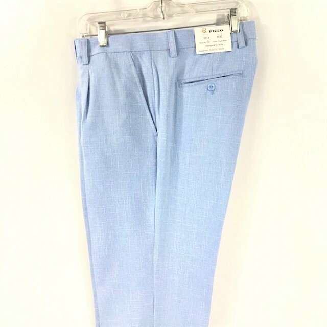 Rizzo Men 2 Piece Blue White Leisure Suit Pleated Cuffed Hem Pants Sizes M – XL