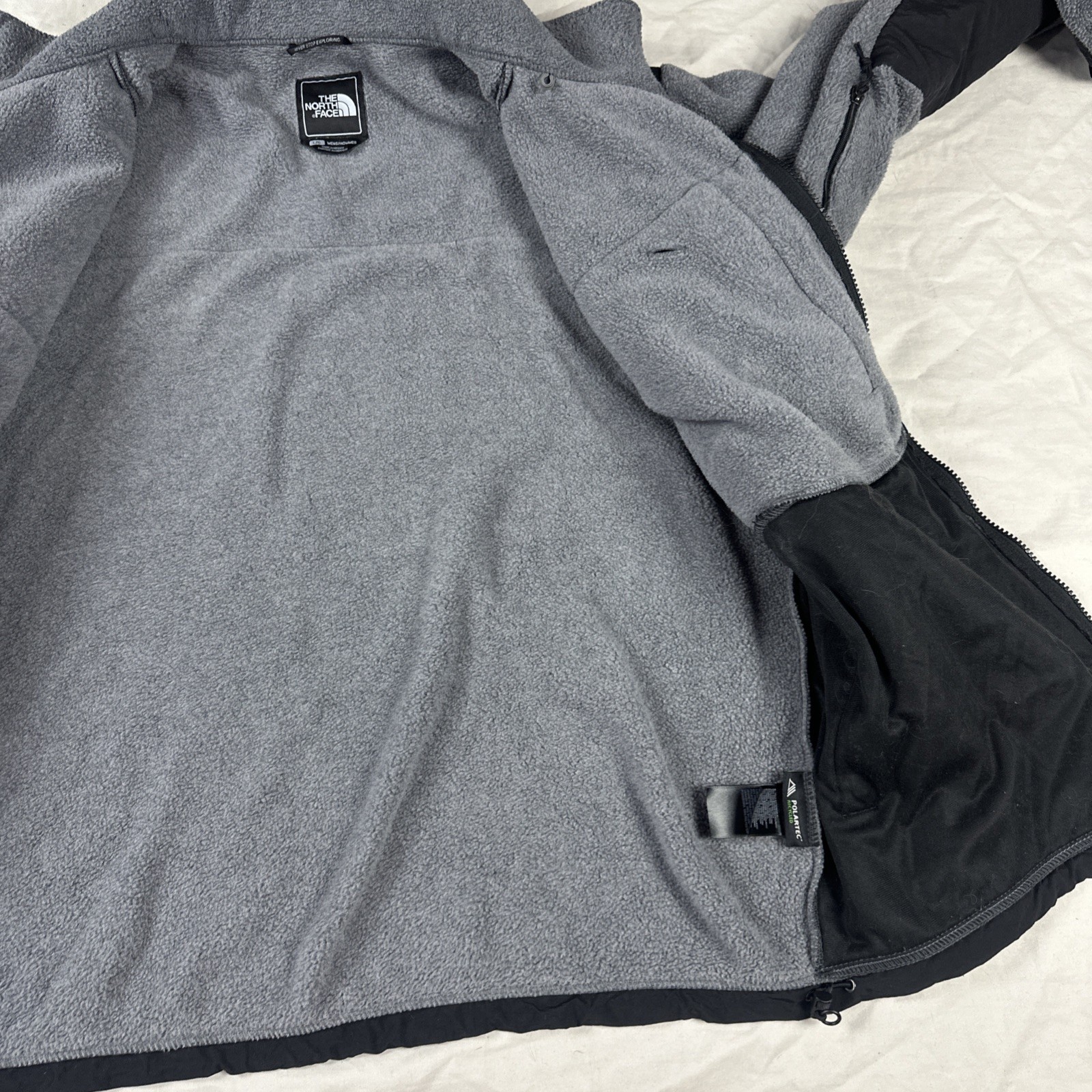 The North Face Denali Polartec Fleece Jacket Mens Large Gray Black Full Zip