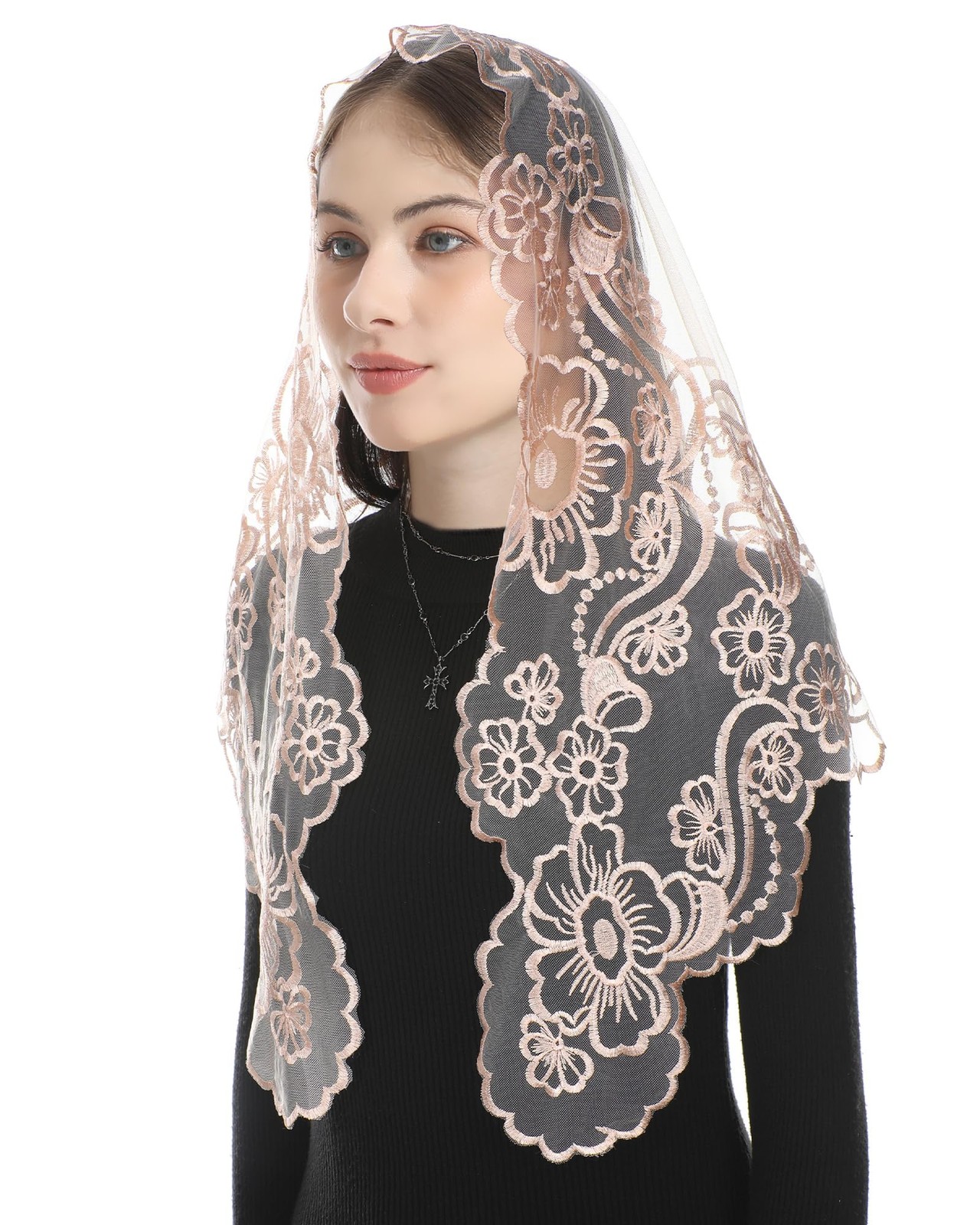 Church Mantilla Catholic Veil: Our Lady of Guadalupe Embroidered Lace Chapel …