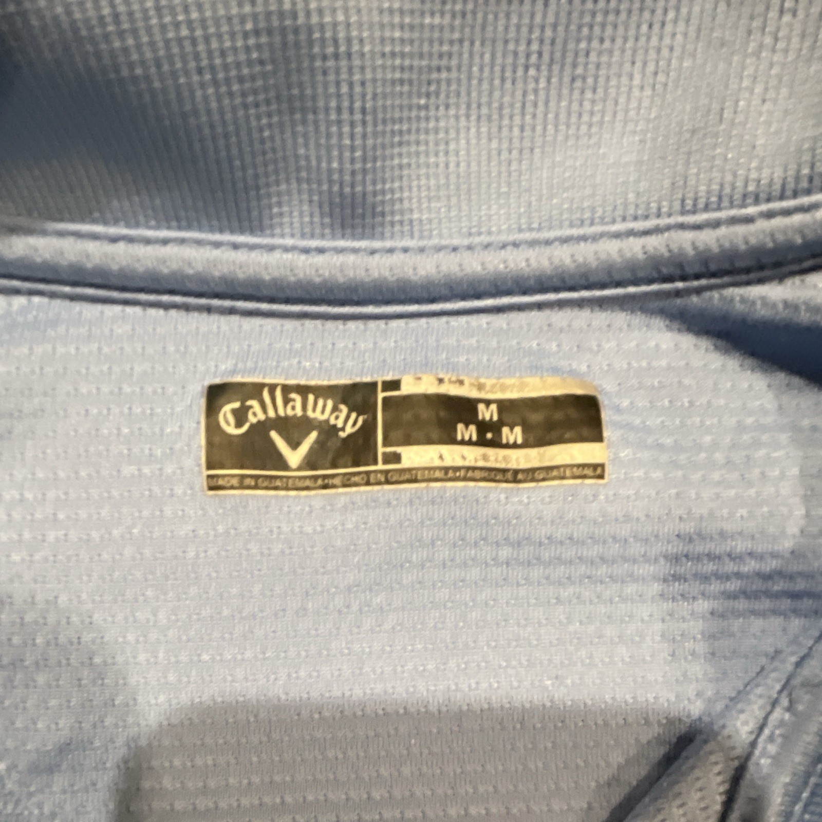 Callaway Men’s M Polo Blue Solid Short Sleeve Collared Logo Button Knit