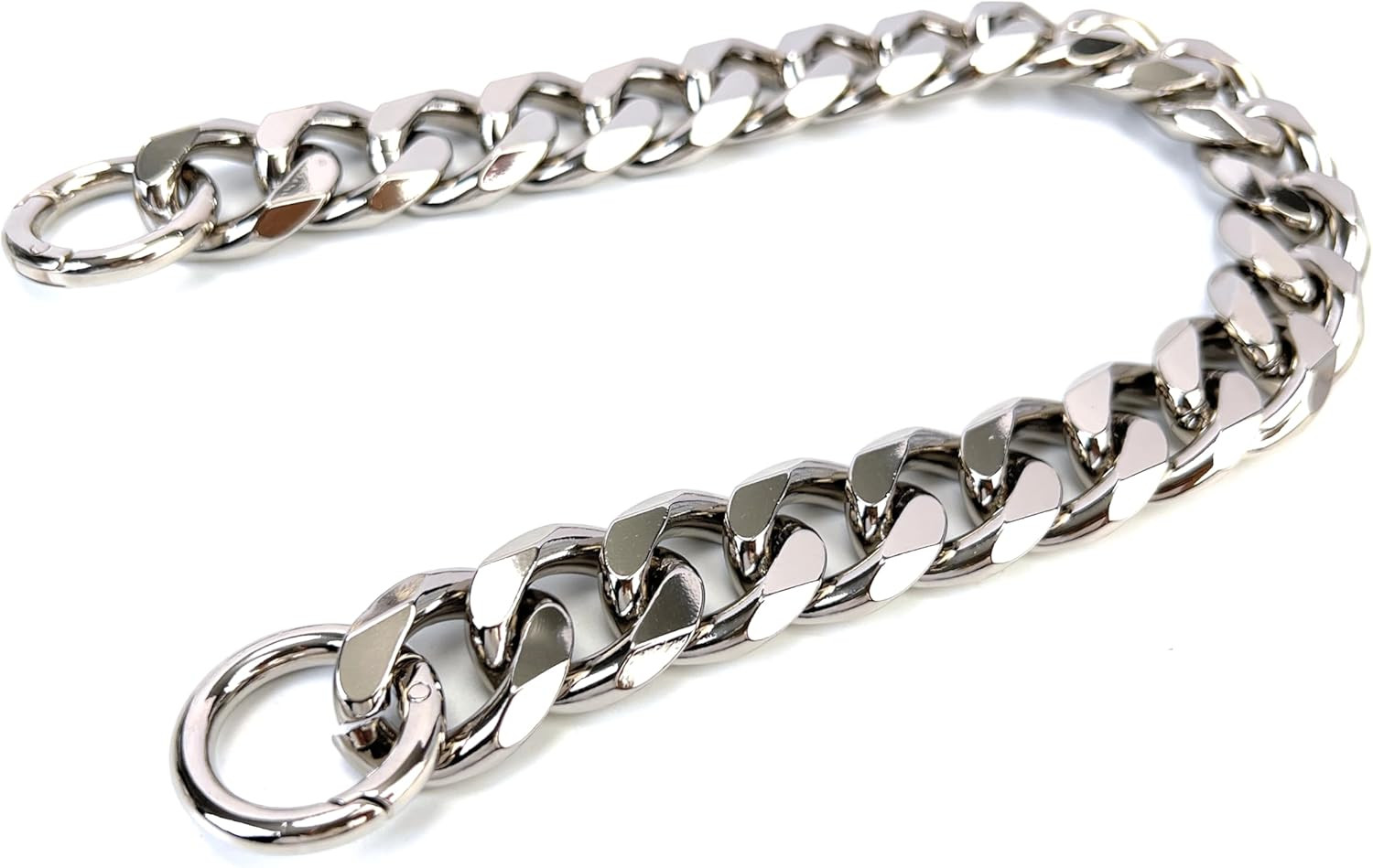 Silver Chunky Cuban Chain Purse Strap 15.5″ Aluminum Accessory for Pets & Fashio