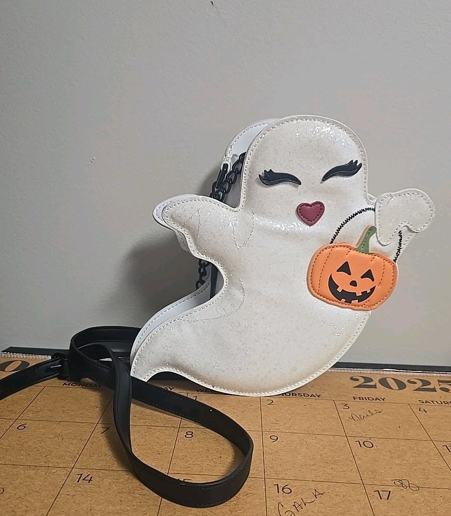 Betsey Johnson Kitsch XO Ghosty Ghost Crossbody Purse Bag Halloween white NEW